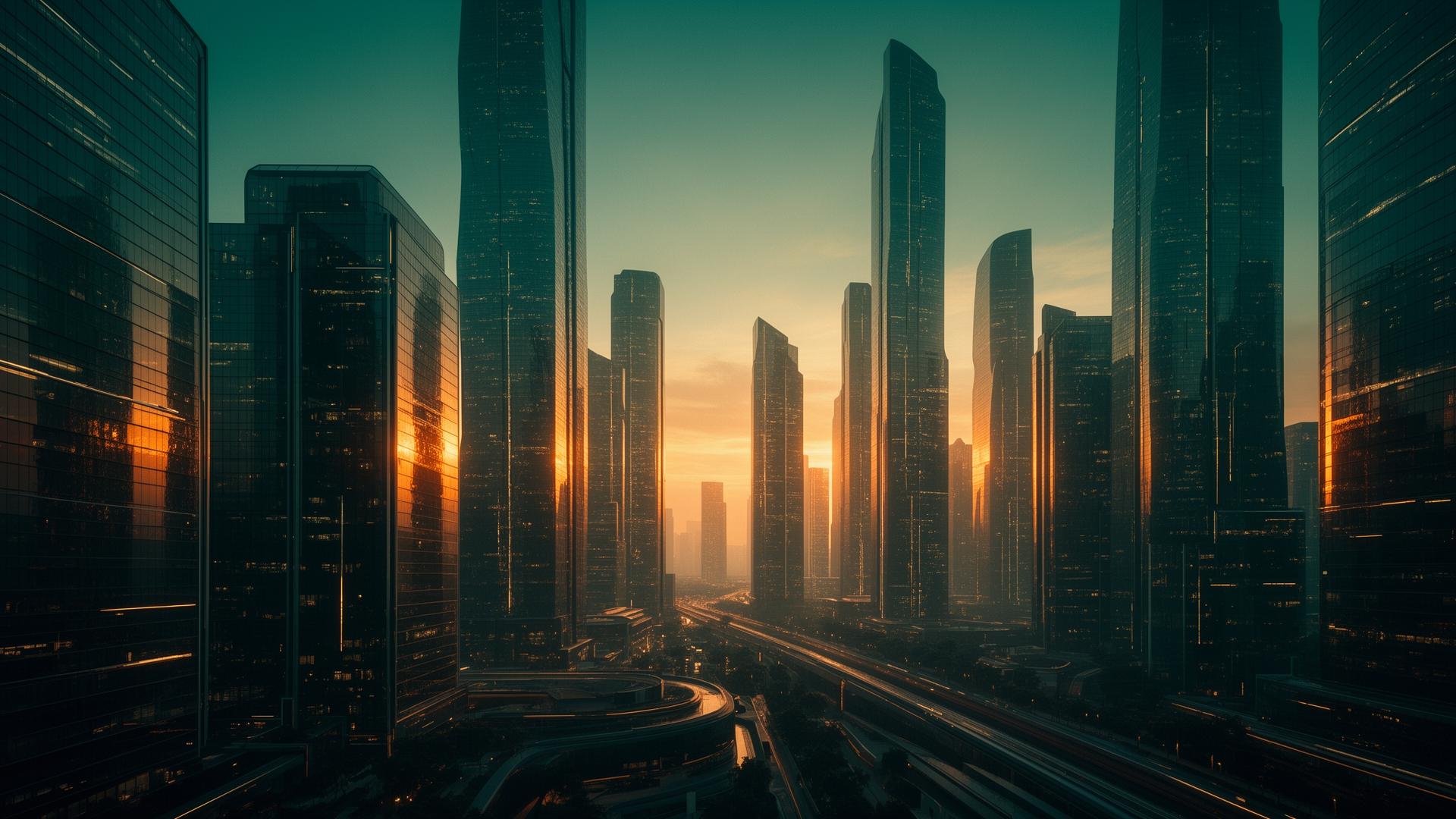 Futuristic city skyline